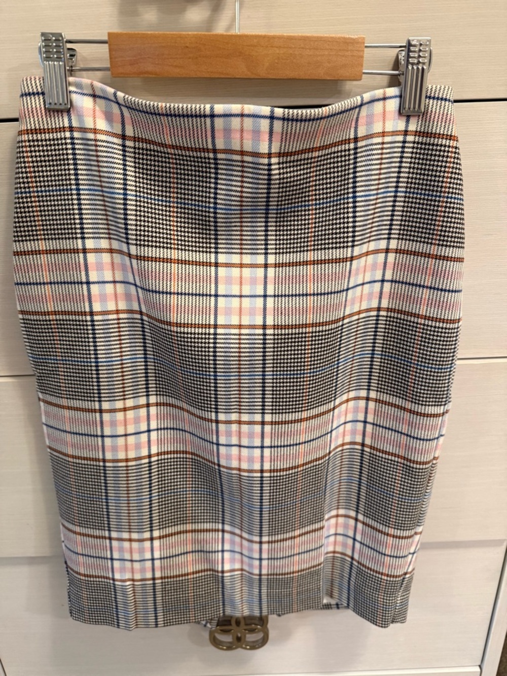 Express Plaid Pencil Skirt in Pink, Blue and Brown